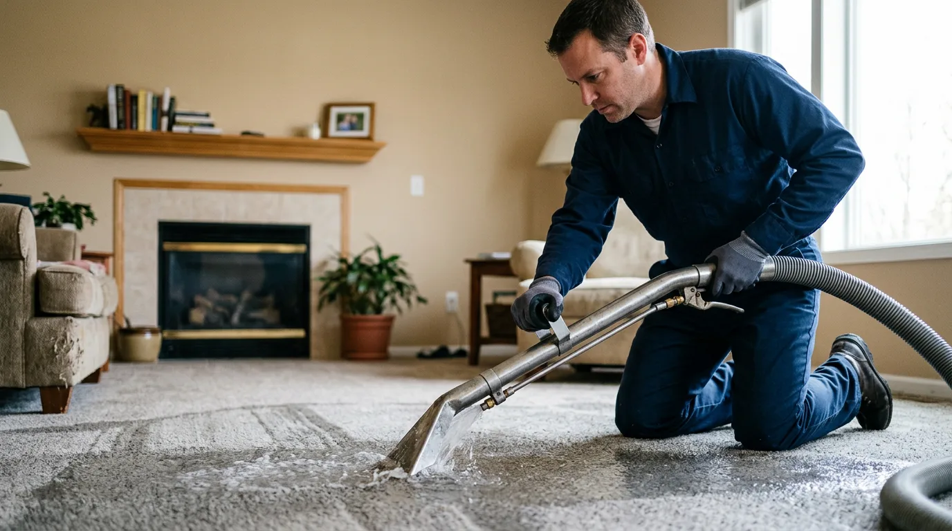 Water damage restoration technician working near York, NY